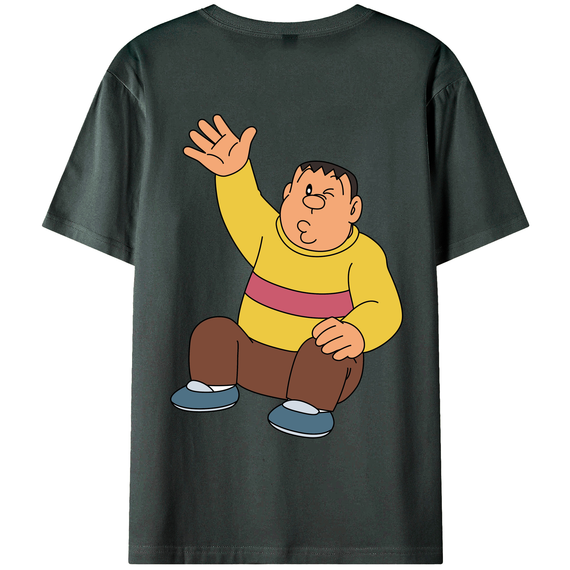 （画像用） ドラえもん 剛田武 Doraemon Gouta Takeshi 綿100％ メンズ半袖Tシャツ（バックプリント） 通気性
